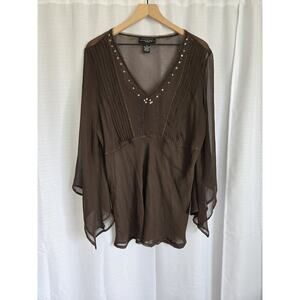 Separates By New York City Design Womens 2X Forest Fairy Boho Hippie Peasant Top